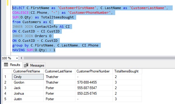 sql server View Query without View
