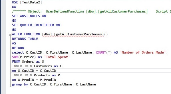 alter user defined function from object explorer