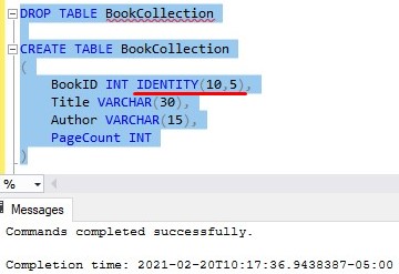 identity property with seed step value