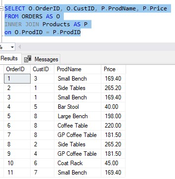 products table before using group by clause