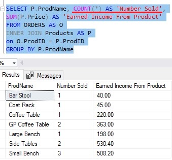 summation and count in group by query