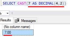 cast 7 as decimal