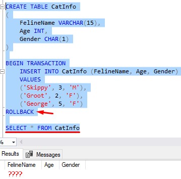 populate regular table within transaction
