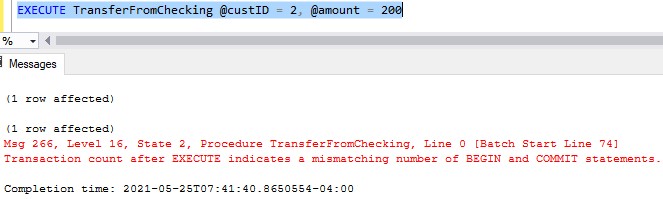 transaction count error leaving stored procedure
