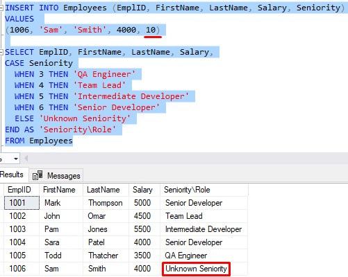 sql case assignment