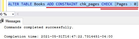 rollback in a transaction adding check constraint