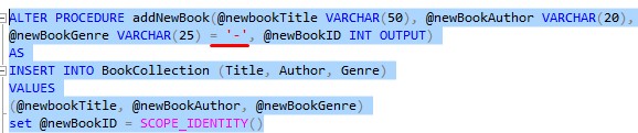 stored procedure with parameters default value