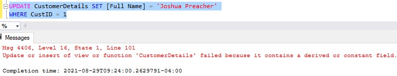 updatable view derived column error