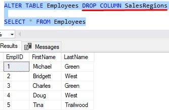 first normal form dropping salesregions column