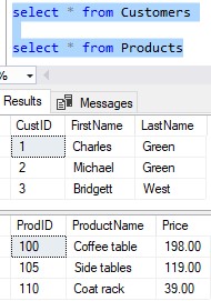 sql server foreign key customers and products
