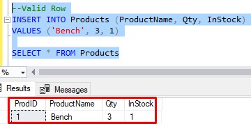 check constraint row inserted correctly