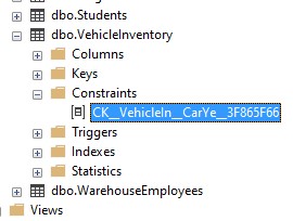 check constraints in object explorer