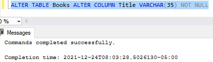 how to change a column type varchar 35