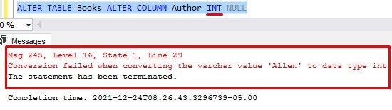 how to change a data type varchar to int