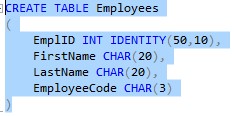 sql char table with chars