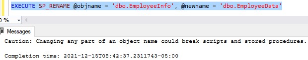 sql server change table name DO NOT USE SCHEMA NAME IN SECOND PARAMETER