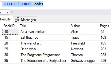 sql server escape single quote Books table