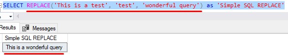 SQL Server REPLACE first example
