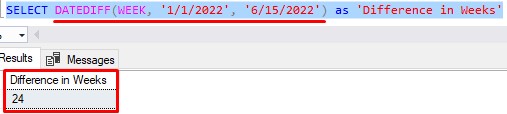 sql server datediff difference in weeks