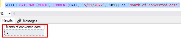 SQL Server convert datepart month 101 format