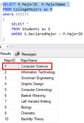 sql server exists first row