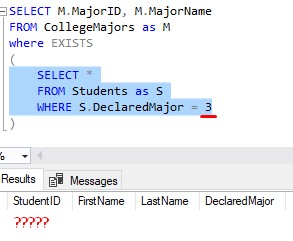 sql server exists no rows exist