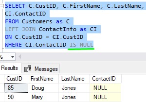 SQL Server IS NULL VS = NULL using IS NULL in left join