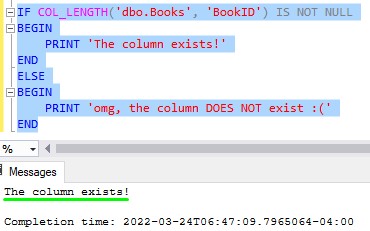 sql check if column exists does exist