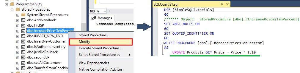 sql server go correct procedure