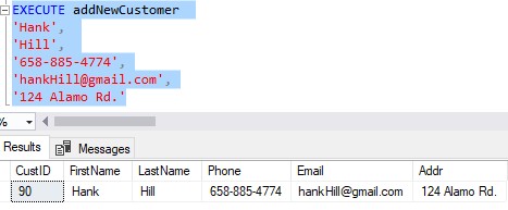 sql server stored procedure parameters no parameter names