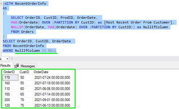 SQL Server NULLIF with cte