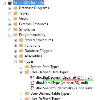 cast with user defined data type object explorer