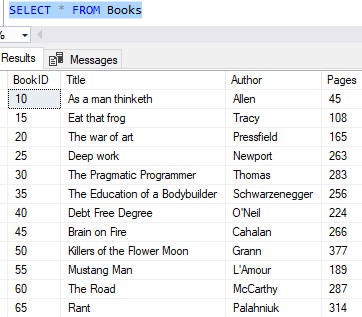 sql server find text in stored procedure Books table