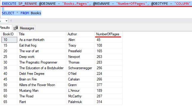 sql server find text in stored procedure changing column name