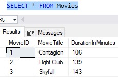sql server reseed identity movies table