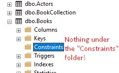 sql server drop column nothing under constraints folder