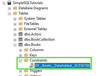 sql server drop constraint locating constraint in object explorer