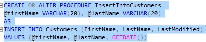 SQL Server best practices InsertIntoCustomers procedure