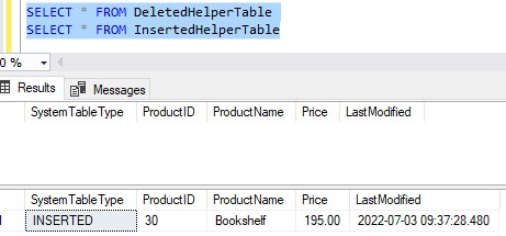SQL Server triggers empty deleted table