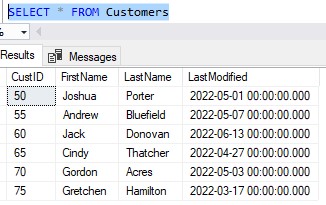 sql server triggers Customers table