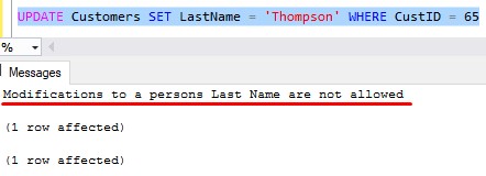 sql server triggers cannot change last name