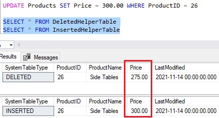 sql server triggers content of two helper tables 2