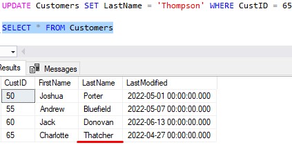 sql server triggers last name did not change