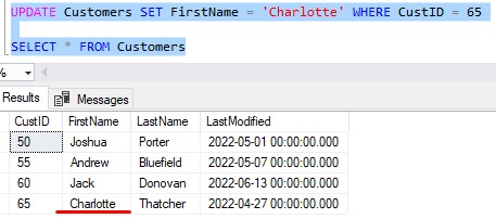 sql server triggers updating first name