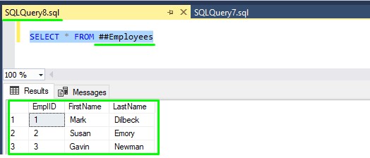 SQL Server global temp table accessible in another connection