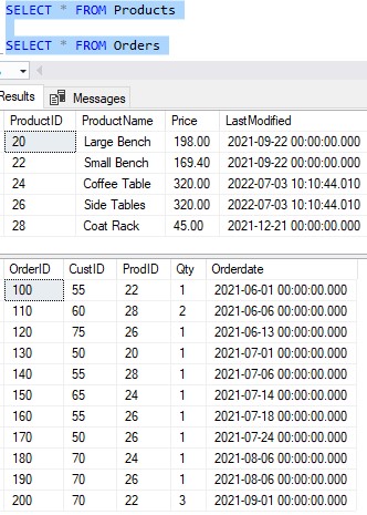 SQL Server logical query processing order Products and Customers tables