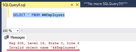 SQL Server temp table connection closed