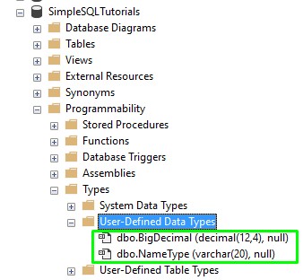 SQL Server temp table user defined data types