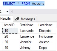 SQL Server truncate table actors table
