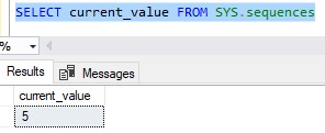 sql server sequence object current value now